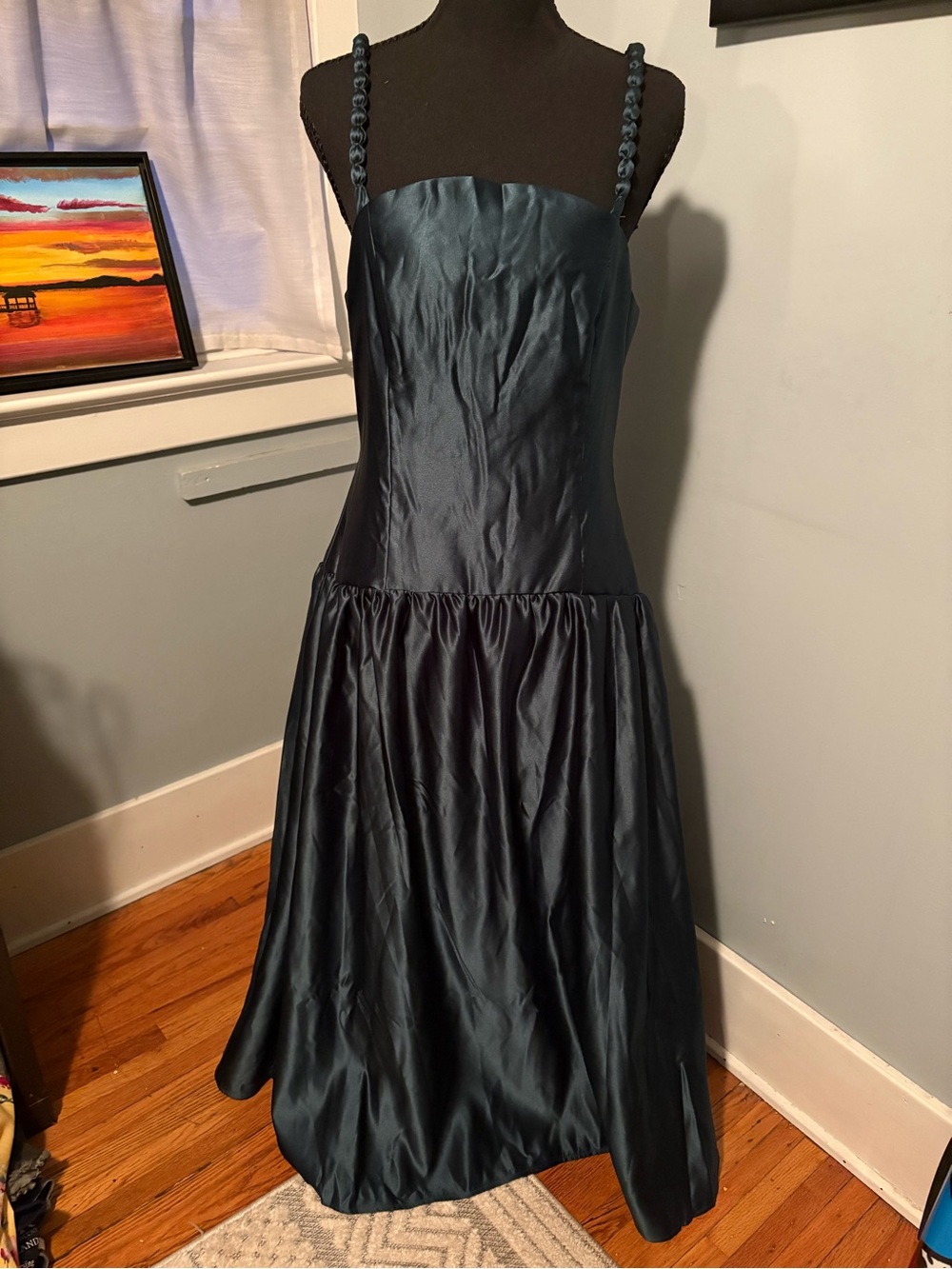 New Lulus Emerald Green Satin Long Dress Women’s Size Large